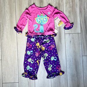 NEW toddler girls cat pajama set SIZE 2T